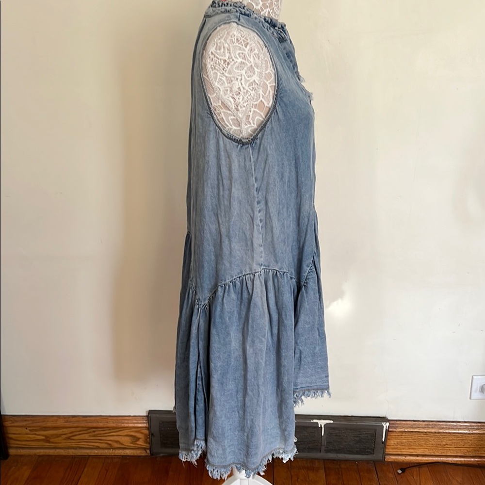 Catherine Malandrino Blue Jean like Smocked Ruffled Dress - Picture 6 of 11